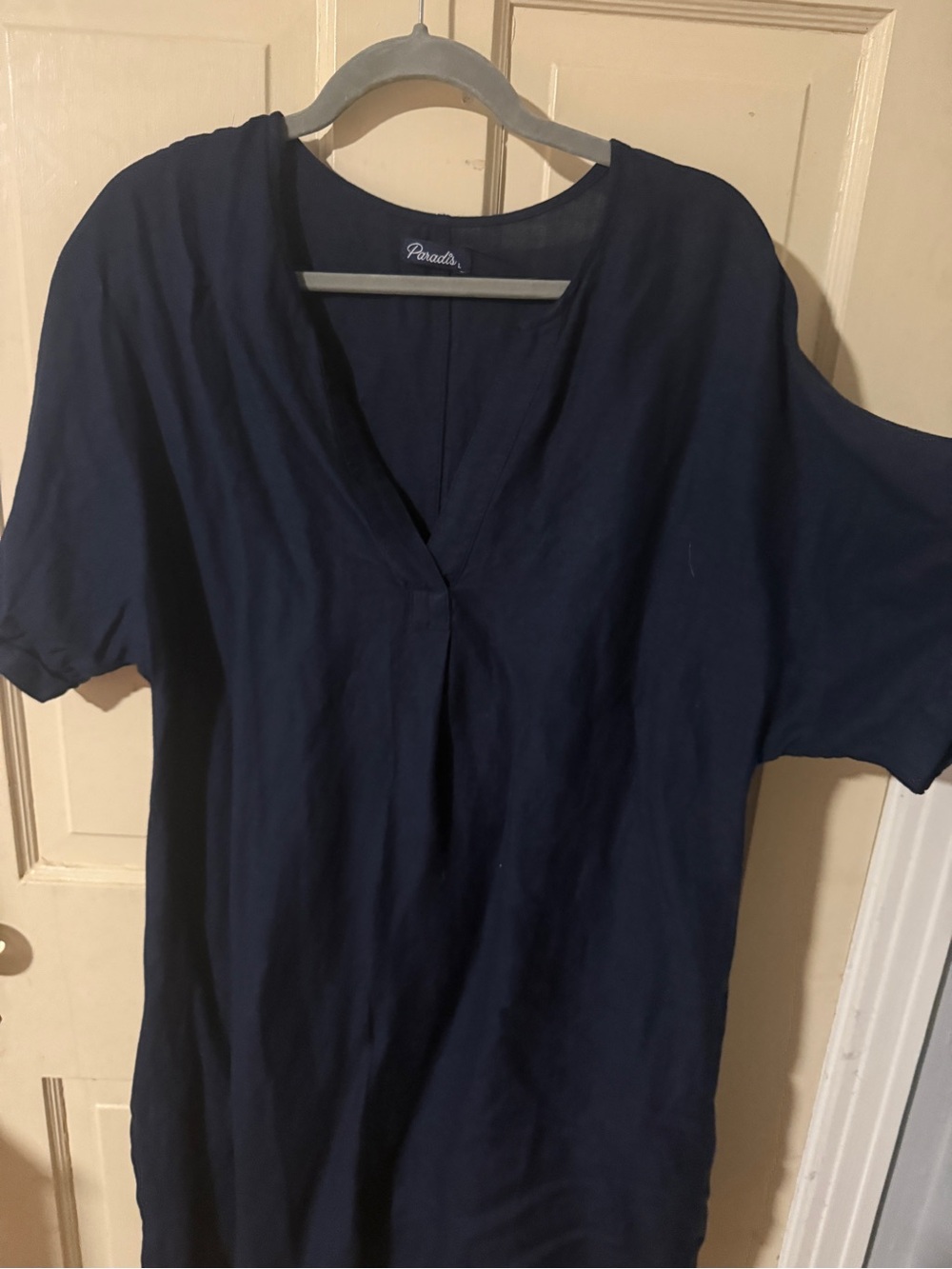 Renuar Navy V-Neck Short Sleeve Tunic Top